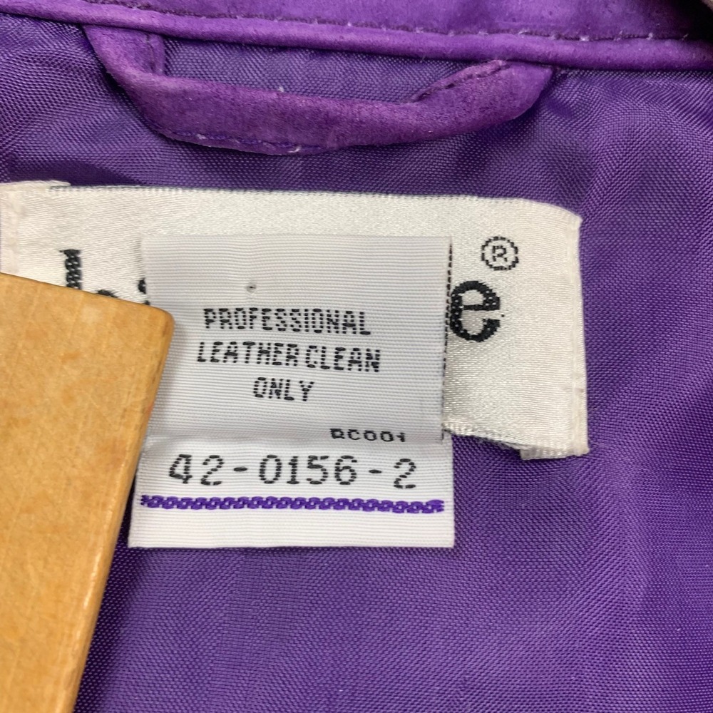 VTG Bagatelle Suede Shirt Womens Large Purple Genuine Leather Button Down Jacket - Picture 9 of 11